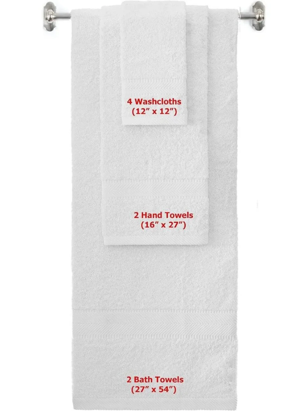 8-Pc Quick Dry Cotton Towel Set | Soft Bath & Hand Washcloths | Purple